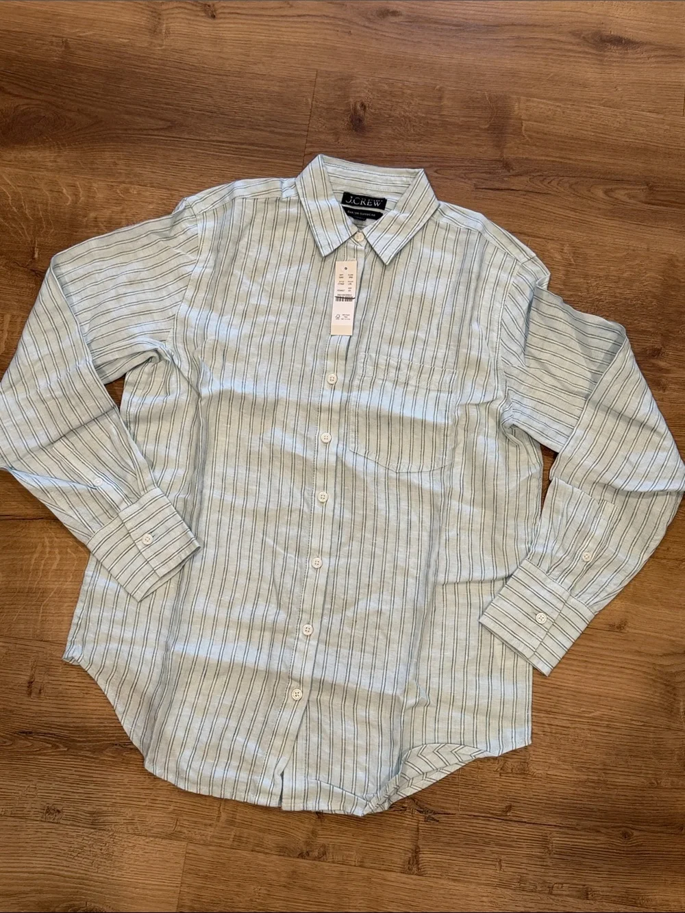 J Crew Garçon classic button-up shirt in striped linen